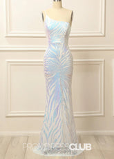 Georgia |Long Glitter White Prom Dresses Near Me With Mermaid One Shoulder Sequins - Price #price_variant_lowest# - White - PromDressClub